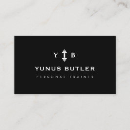 Tarjeta De Visita Entrenador Personal Monograma Minimalista Pesa