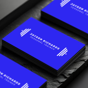 Tarjeta De Visita Entrenador Personal Profesional Blanco/Azul Minima