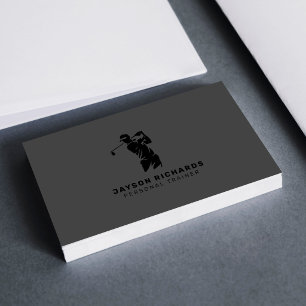 Tarjeta De Visita Entrenador Personal Profesional Golf Gris Negro