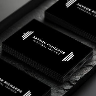 Tarjeta De Visita Entrenador Personal Puro Negro Negrita Barra Simpl