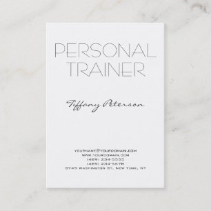 Tarjeta De Visita Entrenador personal sencillo de llanura blanca lim
