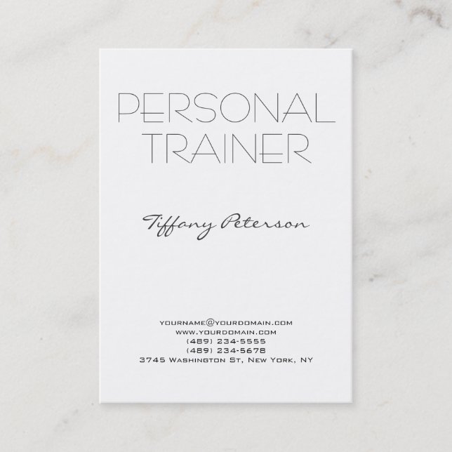 Tarjeta De Visita Entrenador personal sencillo de llanura blanca lim (Anverso)