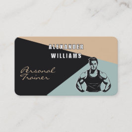 Tarjeta De Visita Entrenador personal Verde azulado y de banda de ca