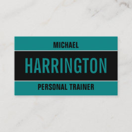 Tarjeta De Visita Entrenador personal Verde azulado y negro sencillo