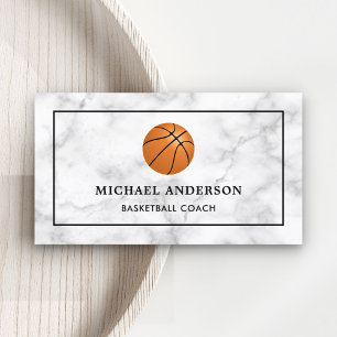 Tarjeta De Visita Entrenador Profesional de Baloncesto de Mármol Bla