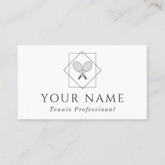 Tarjeta De Visita Entrenador Profesional de Tenis Instructor Clásico (Anverso)