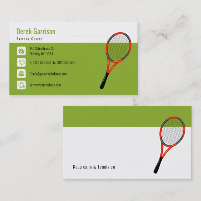 Tarjeta De Visita Entrenador Profesional de Tenis | Master Sport (Anverso / Reverso)