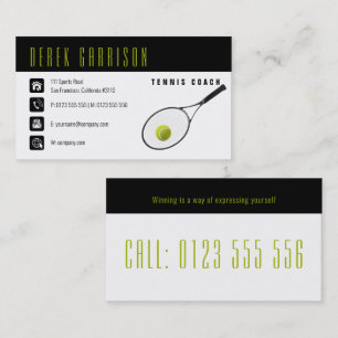 Tarjeta De Visita Entrenador Profesional de Tenis   Tennis Racket