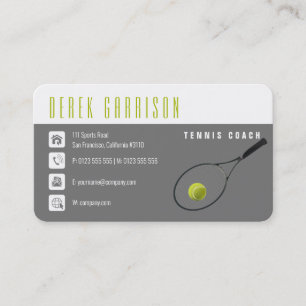 Tarjeta De Visita Entrenador Profesional de Tenis   Tennis Racket