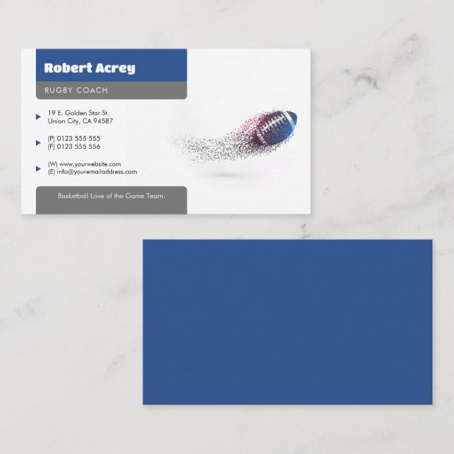 Tarjeta De Visita Entrenador profesional | Deporte Fútbol Americano (Anverso / Reverso)