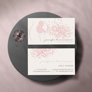 Tarjeta De Visita Entrenador simple beige Doula Birth Pregnant