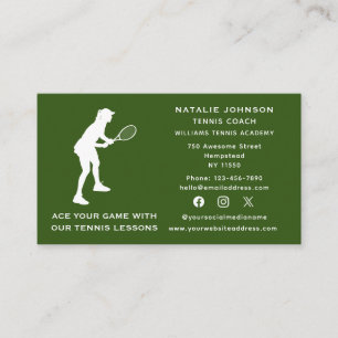 Tarjeta De Visita Entrenadora de tenis en redes sociales deportivas