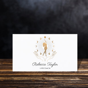 Tarjeta De Visita entrenadora de vida femenina mística celestial lun