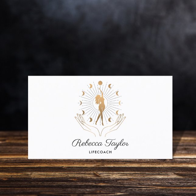 Tarjeta De Visita entrenadora de vida femenina mística celestial lun (Subido por el creador)