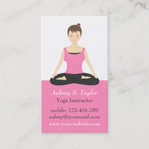 Tarjeta De Visita Entrenadora Femenina de Yoga de Meditación Rosa de