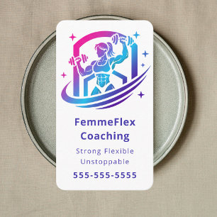 Tarjeta De Visita Entrenadora Personal Chica Entrenadora Física en L