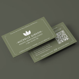 Tarjeta De Visita Entrenadora Personal de Bienestar Elegante Sage Lo