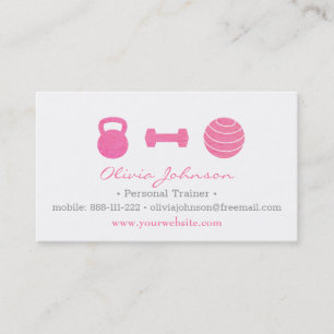 Tarjeta De Visita Entrenadora personal de fitness femenina rosa con