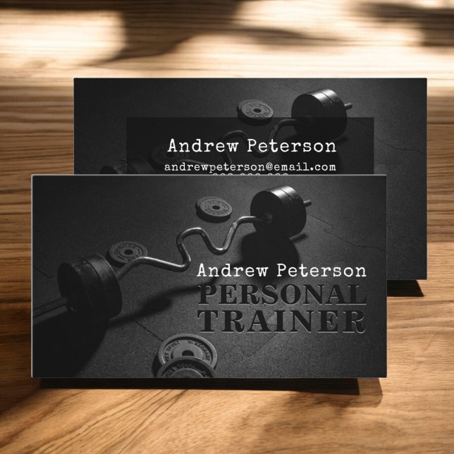Tarjeta De Visita Entrenamiento de entrenador personal de fitness ne (Modern black fitness personal trainer workout business card)