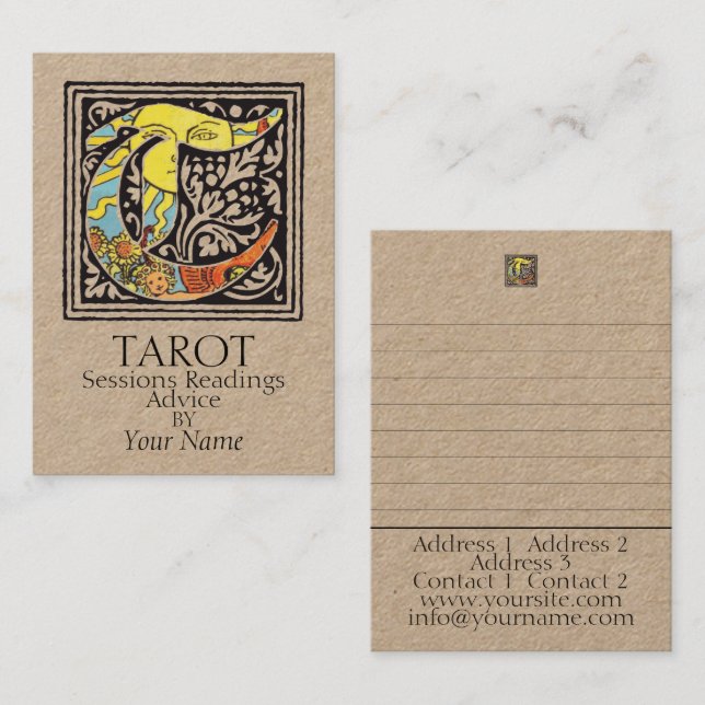 Tarjeta De Visita Entrenamiento de TAROT, lecturas, consejos - tarje (Anverso / Reverso)