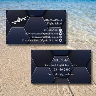 Tarjeta De Visita Entrenamiento de Vuelo Profesional Azul y Blanco M