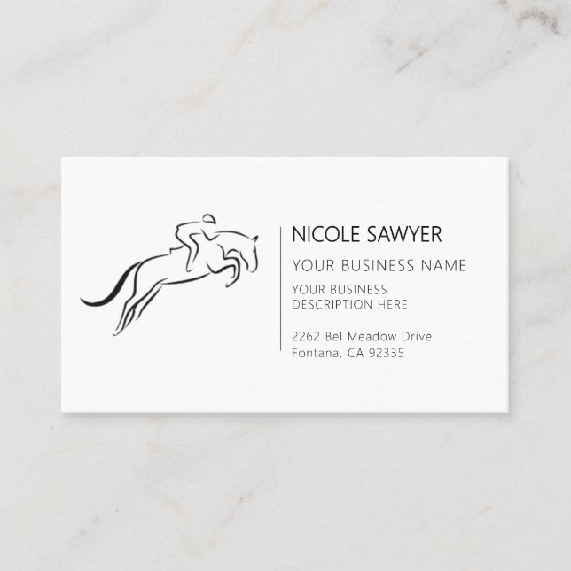 Tarjeta De Visita Entrenamiento ecuestre equitación equitación equit (Anverso)