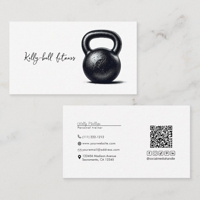 Tarjeta De Visita Entrenamiento Personal con Kettlebell  (Anverso / Reverso)