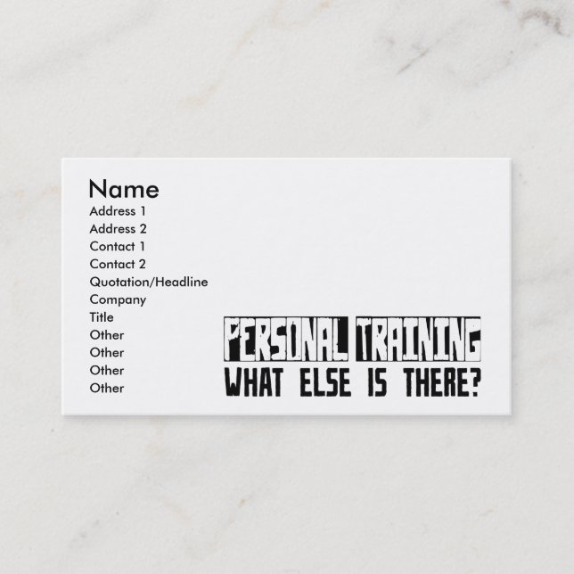 Tarjeta De Visita ¿Entrenamiento personal qué más está allí? (Anverso)