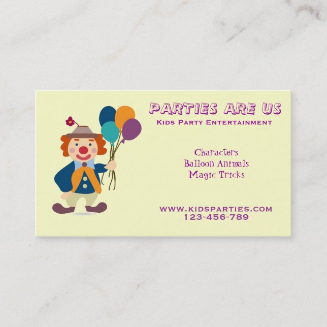 Tarjeta De Visita Entretenimiento del planificador del fiesta de los (Anverso)