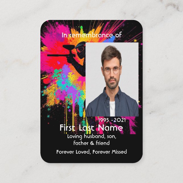 Tarjeta De Visita Entusiasta de juego de Paintball Memorial Photo Pr (Reverso)