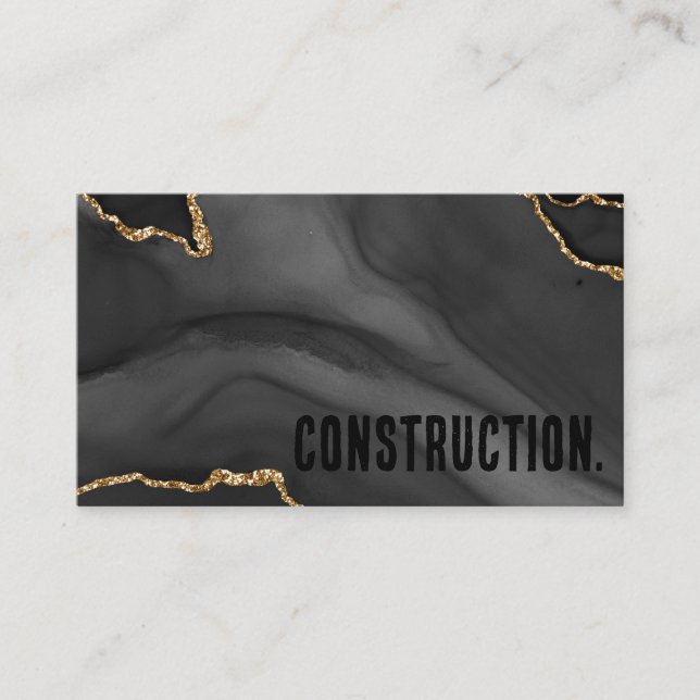 Tarjeta De Visita Envejecimiento de Purpurina Premier negro y oro Mi (Anverso)