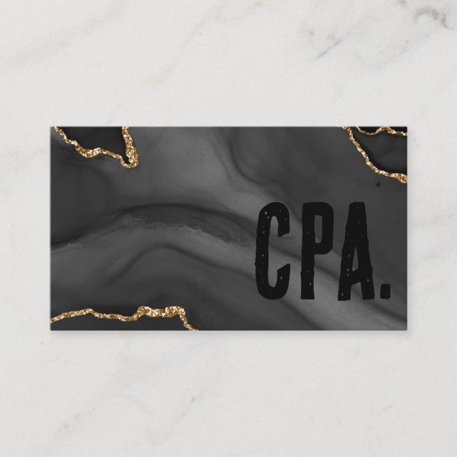 Tarjeta De Visita Envejecimiento de Purpurina Premier negro y oro Mi (Anverso)