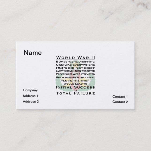 Tarjeta De Visita EOD WWII principal (Anverso)