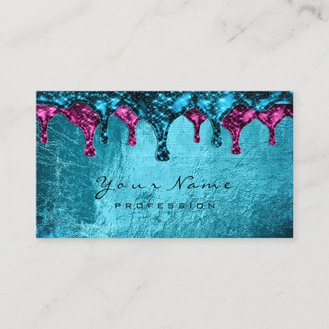 Tarjeta De Visita Epilación de lana Metal azul depilación rosa (Anverso)