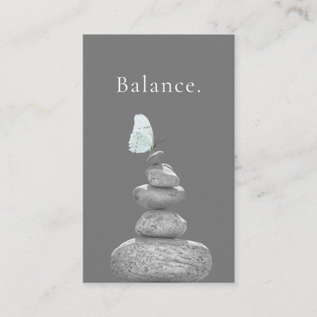 Tarjeta De Visita Equilibrar piedras, entrenador de vida, yoga y sal (Anverso)