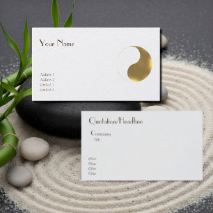 Tarjeta De Visita Equilibrio oriental - grunge dorado y blanco