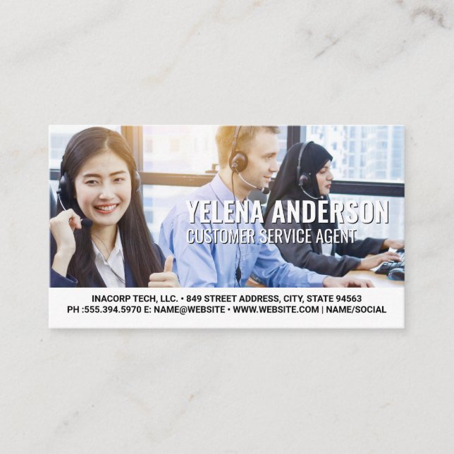 Tarjeta De Visita Equipo de asistencia al cliente que trabaja en Off (Anverso)