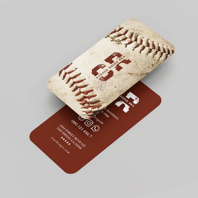 Tarjeta De Visita Equipo de Béisbol Monograma del entrenador de béis (Rustic Baseball Coach Monogram Baseball Team Business Card
)