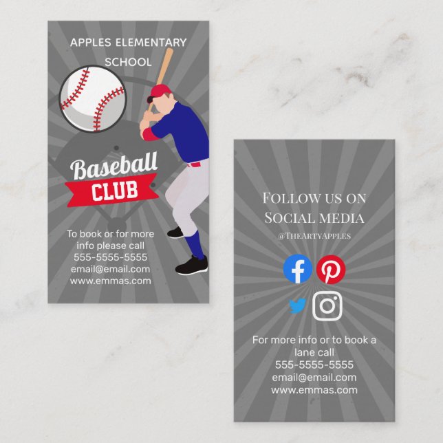Tarjeta De Visita equipo de entrenadores de béisbol del club deporti (Anverso / Reverso)
