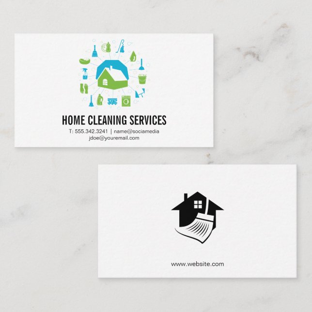 Tarjeta De Visita Equipo de limpieza industrial | Servicios a domici (Anverso / Reverso)