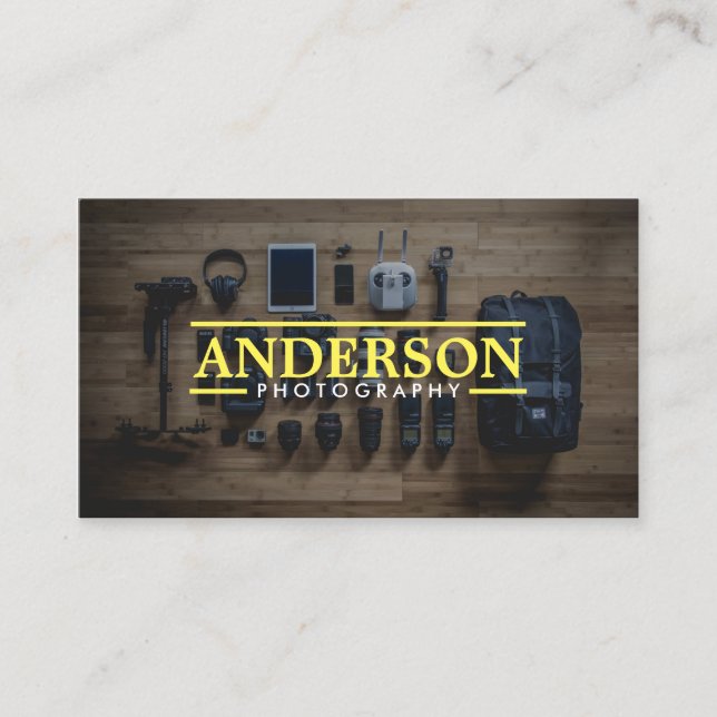 Tarjeta De Visita Equipo fotográfico Fotógrafo moderno (Anverso)