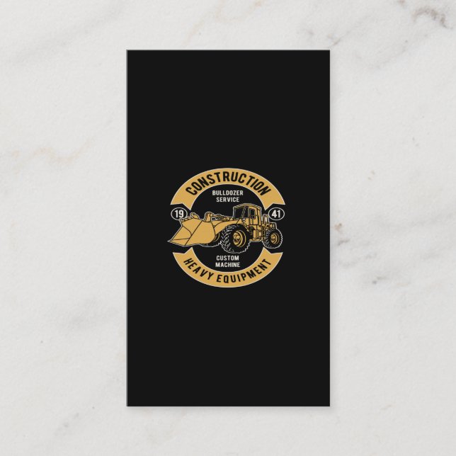 Tarjeta De Visita equipo pesado de construcción de topadoras (Anverso)