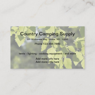 Tarjeta De Visita Equipo y suministros de camping
