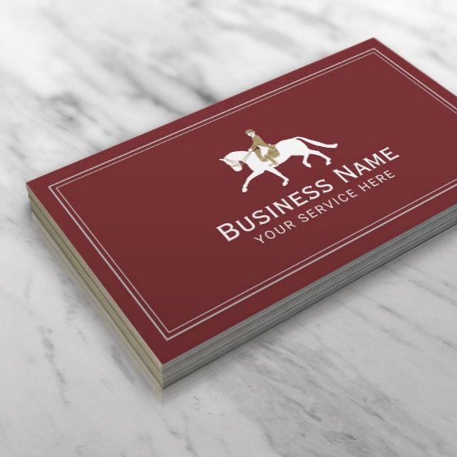 Tarjeta De Visita Equitación ecuestre montando elegante caballo rojo (Subido por el creador)