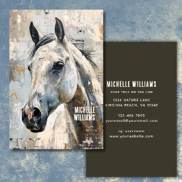 Tarjeta De Visita Equitación Moderna – Diseño de Caballo Gris Abstra