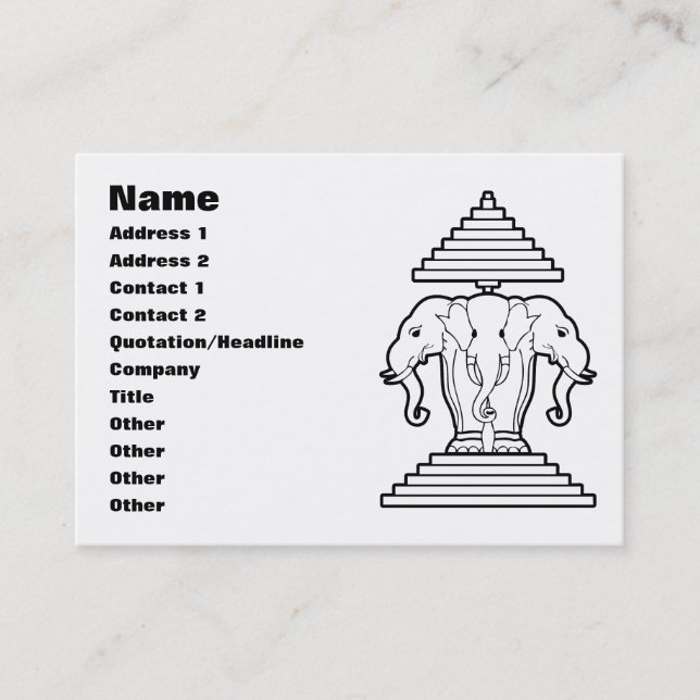 Tarjeta De Visita Erawan tres dirigió Lao del elefante/la bandera de (Anverso)