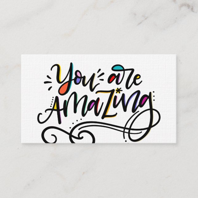 Tarjeta De Visita Eres asombroso, con letras a mano (Anverso)