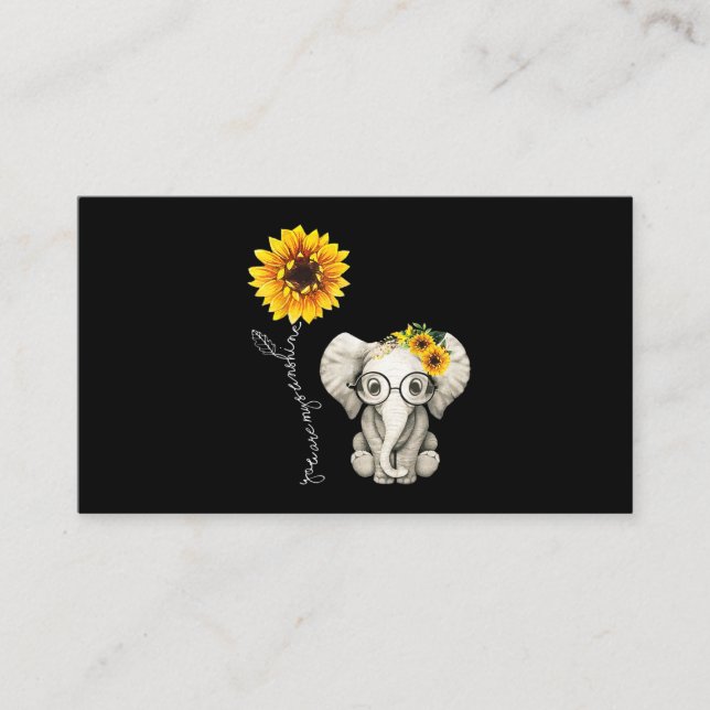 Tarjeta De Visita Eres Mi Hippie Sunshine Elephant De Girasol (Anverso)