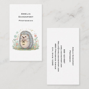 Tarjeta De Visita Erizo Adorable con Linterna