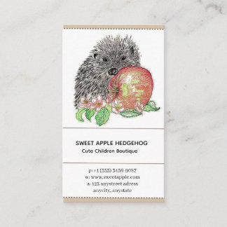 Tarjeta De Visita Erizo con una Manzana Dulce